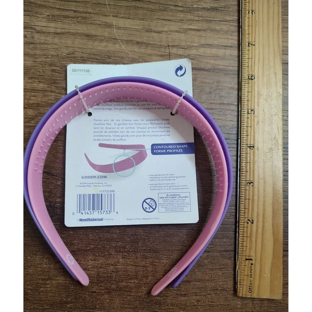 NOS Goody Ouchless Flex Headband 2 Ct No Squeeze Fit Pink Purple Z28